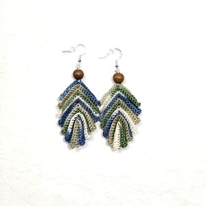 Handcrafted Multicolor Crochet Leaf Earrings